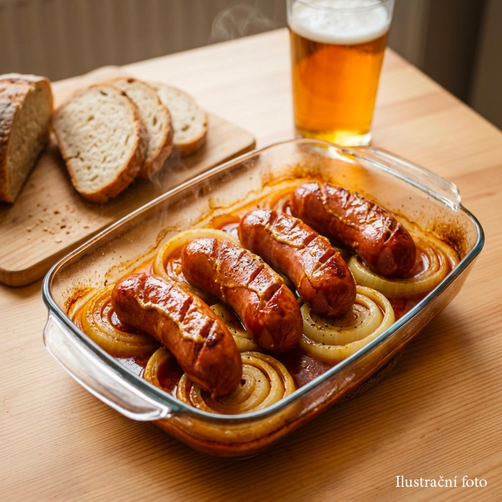 Tradiční Špekáčky pečené s cibulí a Českým pivem 